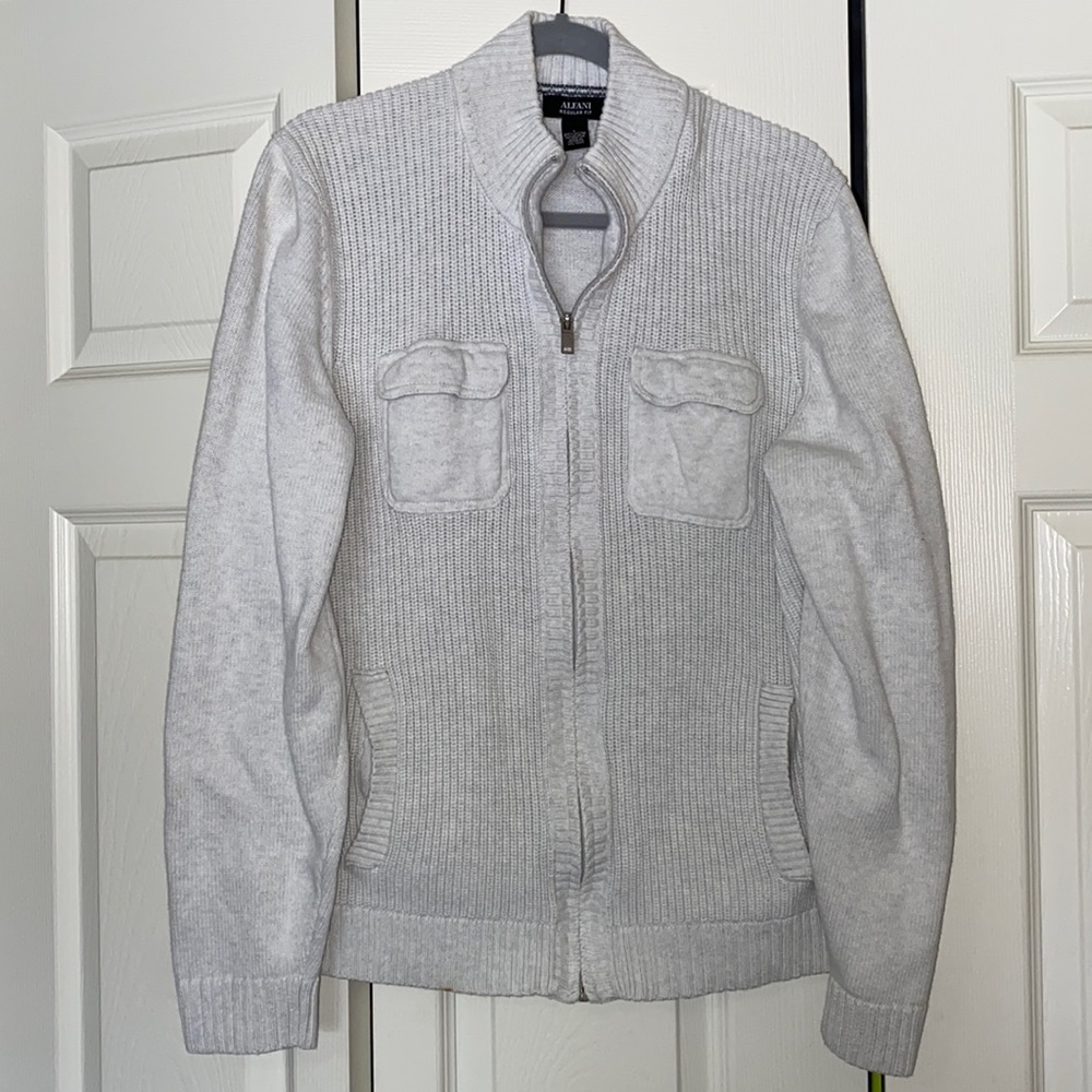 Alfani Mens Regular Fit Zip Sweater Jacket